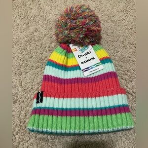 NWT, Crayola Kohls Multicolor Striped Kids Hat with Pom-Pom. Smoke/Pet Free Home